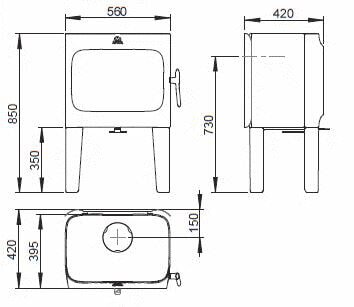 Kaminofen Gussofen Jotul F 305 LL (mit langen Beinen) - 7 kW