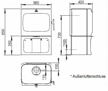 Kaminofen Gussofen Jotul F 305 B (mit Sockel) - 7 kW - schwarz lackiert (BP)