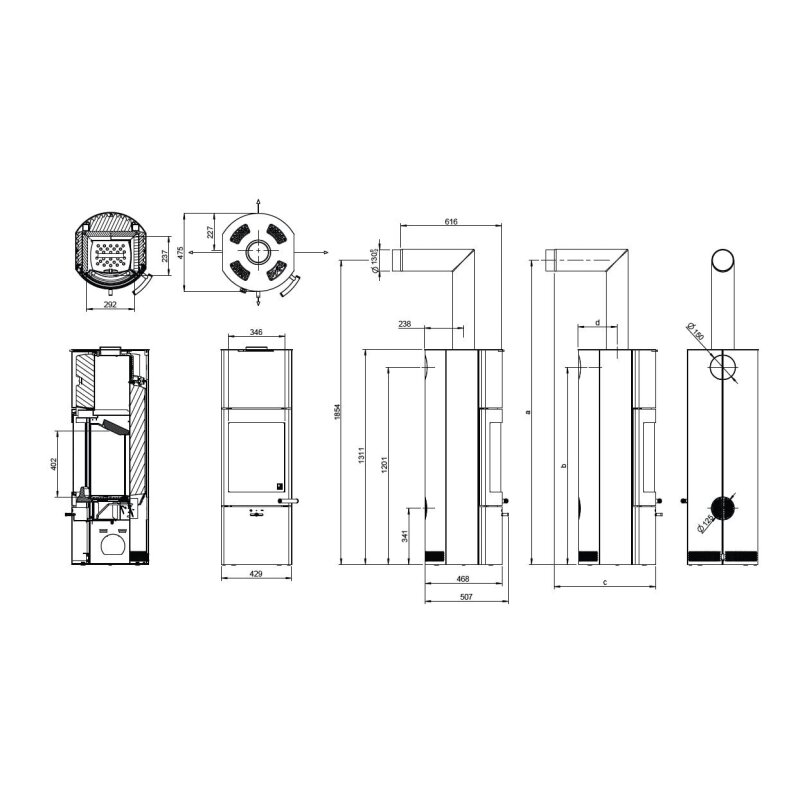 Kaminofen Austroflamm Tower Xtra 2.0 - 4 kW - Gussgrau (Wärmespeicherung)