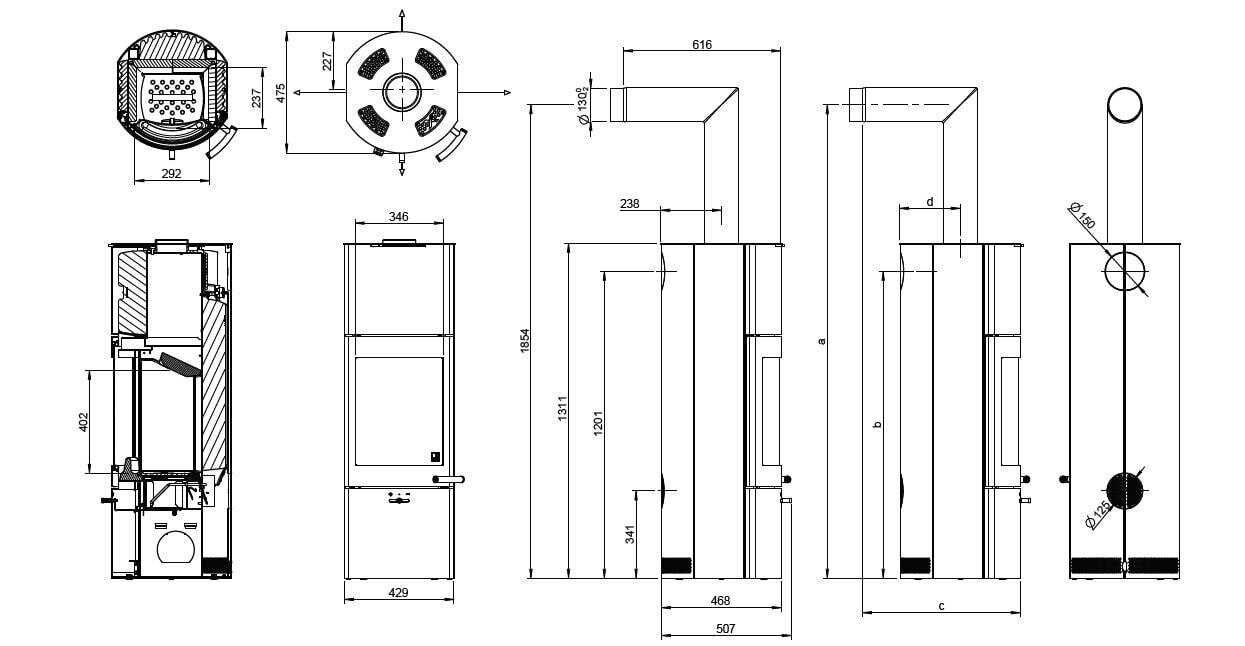 Kaminofen Austroflamm Tower Xtra 2.0 - 4 kW - Gussgrau (Wärmespeicherung)