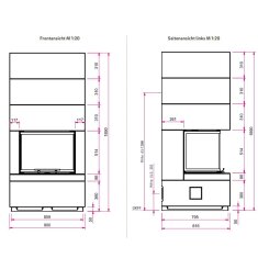 Kaminbausatz Camina S13 - 9 kW - Speicherkamin - schwenkbar