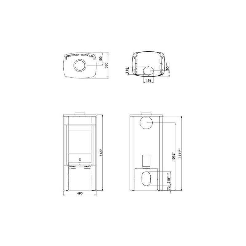 Kaminofen SCAN 65-2 Stahlmodell mit Seitenfenster - 6 kW - Grau