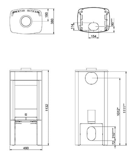 Kaminofen SCAN 65-2 Stahlmodell mit Seitenfenster - 6 kW - Schwarz