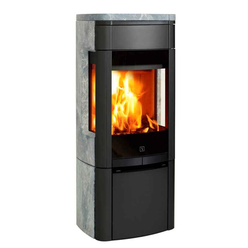 Kaminofen SCAN 65-4 Naturstein mit Seitenfenster - 6 kW - Schwarz