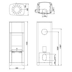 Kaminofen SCAN 65-9 Hightop Stahlmodell ohne Seitenfenster - 6 kW - Schwarz