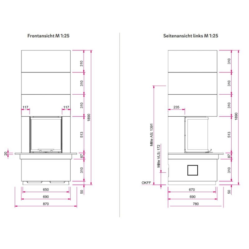 Kaminbausatz Camina S12 Hoch - 4 kW - Speicherkamin