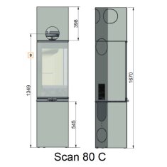 Kaminofen SCAN 80-3 C Hightop - geschlossener Sockel als Eckvariante - 6 kW