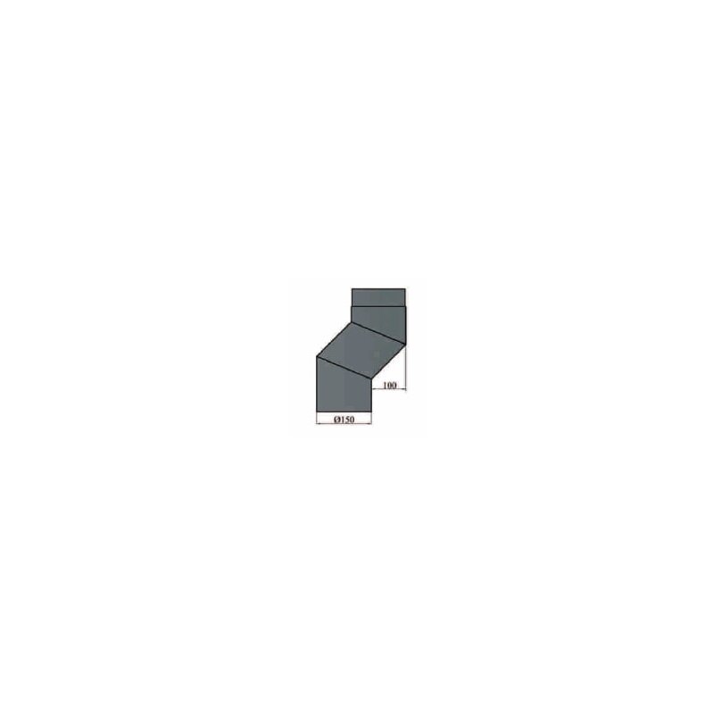 S-Bogen 100 mm Versatz Ø150 x 2 mm, Farbe schwarz