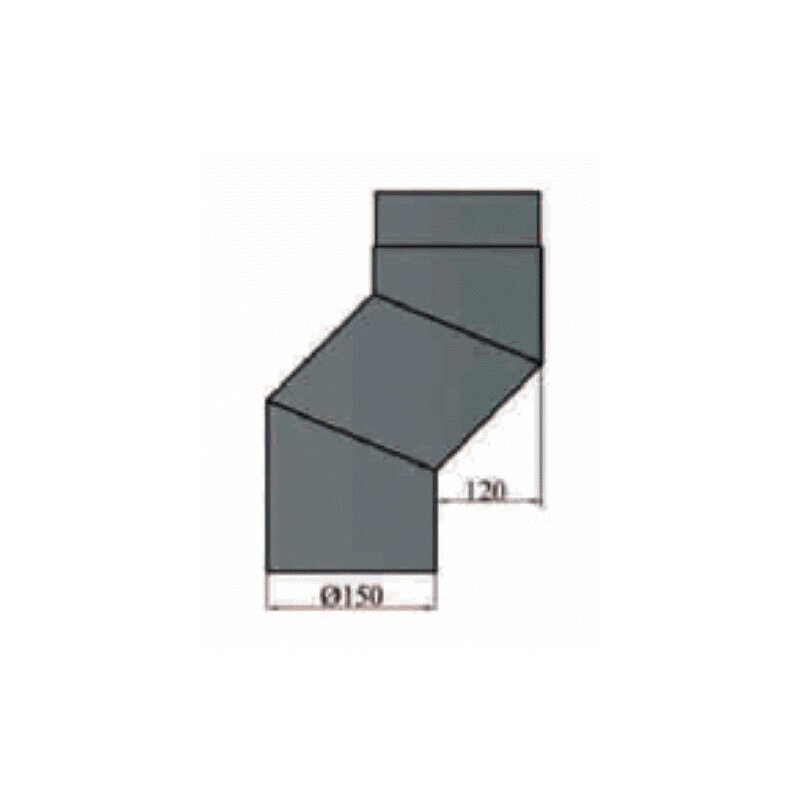 S-Bogen 120 mm Versatz Ø150 x 2 mm, Farbe schwarz
