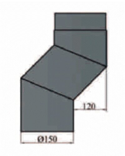 S-Bogen 120 mm Versatz Ø150 x 2 mm, Farbe schwarz