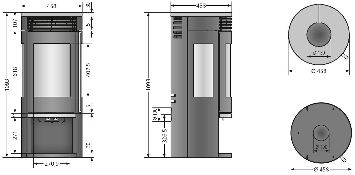 Kaminofen Oranier Rota Tre 2.0 - 5,5 kW (3 Scheiben)