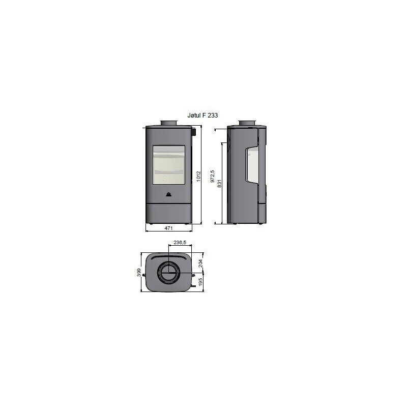 Kaminofen Gussofen Jotul F 233 mit Seitenfenster - 6 kW - schwarz lackiert (BP)
