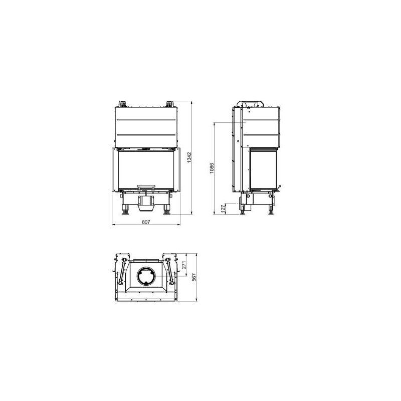 Kamineinsatz SCAN 5004 FRL mit Hebetür - 7,8 kW - Glasfront rechts und links