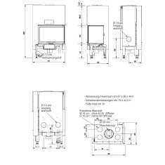 Holzkamin Einsatz Edilkamin WINDO2 95 L - 14,7 kW - Fenster Rechts