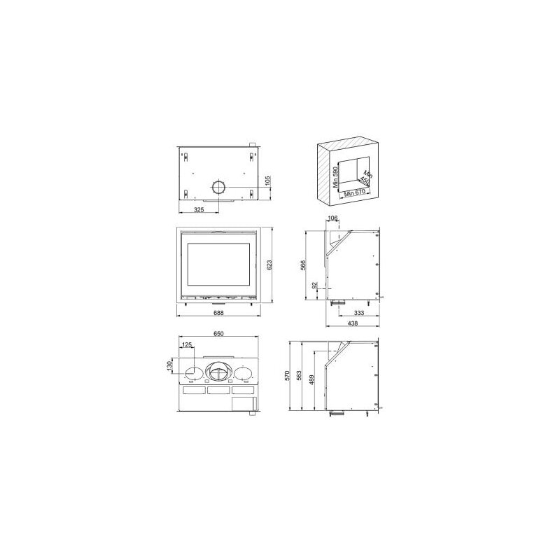 Kamineinsatz SCAN 1003 BB schwarzes Glas / schwarze Kantenleiste - 7,2 kW