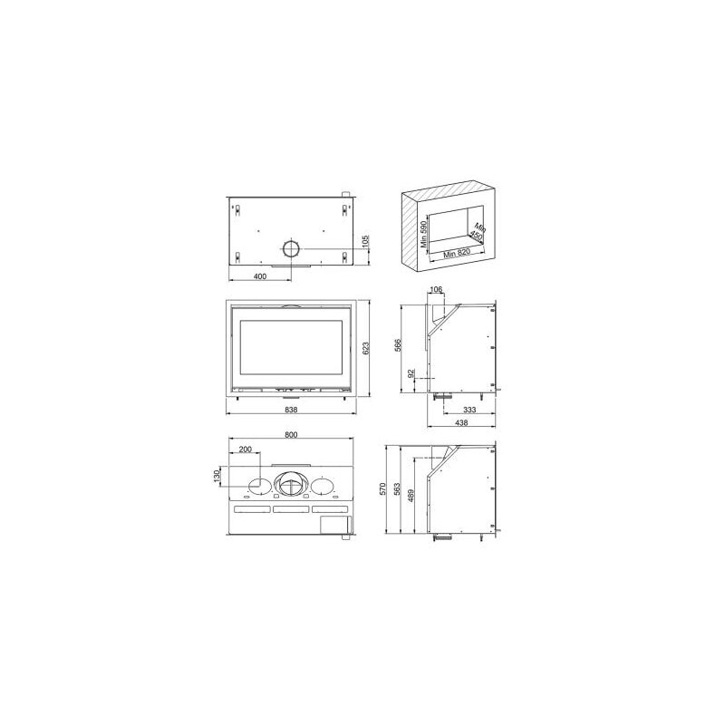 Kamineinsatz Scan 1004 BB schwarzes Glas / schwarze Kantenleiste - 8 kW