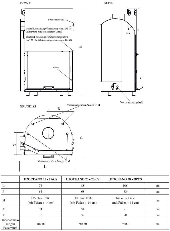 Kamineinsatz wasserführend Edilkamin H2 OCEANO CS 15 - 16,6 kW