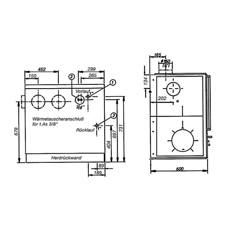 Wamsler Zentralheizungsherd wassergeführt K 148 - 23 kW