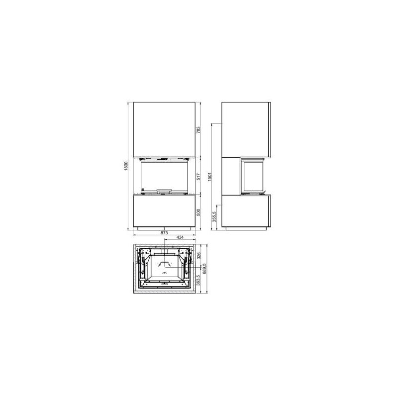 Kaminbausatz SCAN 5004-S FRL mit Hebetür - 7,8 kW