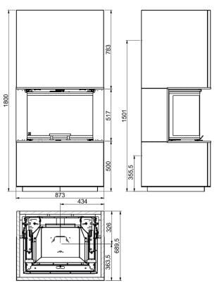 Kaminbausatz SCAN 5004-S FRL mit Hebetür - 7,8 kW