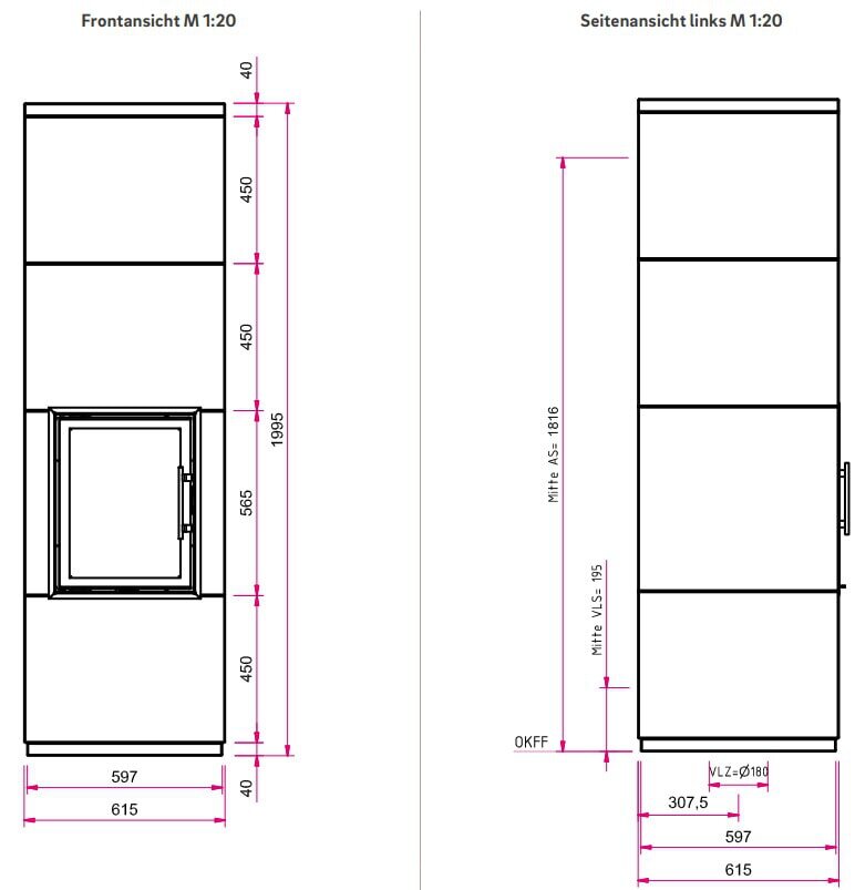 Kaminbausatz Camina S24 GO-Line - 2 kW - Grundofen-Wärmespeicheranlage