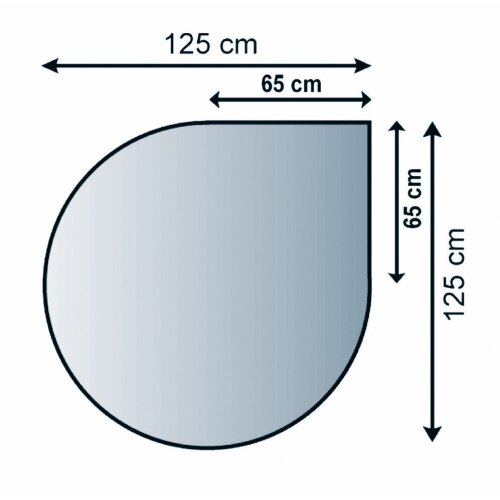 Bodenplatte Glas ESG 6mm mit Facette Tropfen 1250 x 1250 mm
