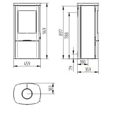 Kaminofen Jydepejsen Senza - Grey Wood Sandstein - 5,3 kW