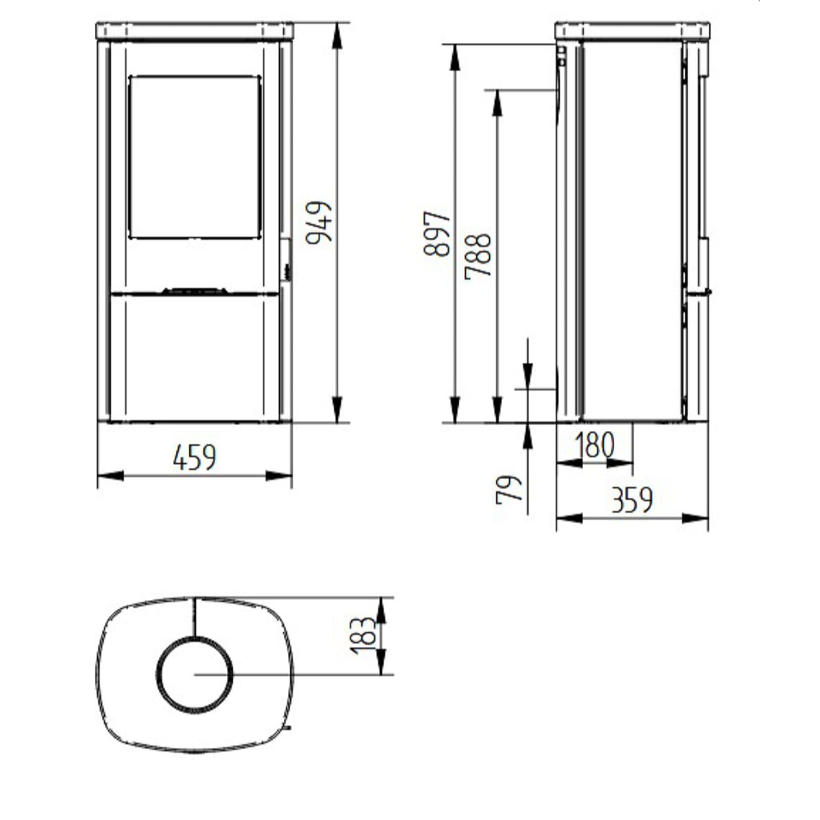 Kaminofen Jydepejsen Senza - Grey Wood Sandstein - 5,3 kW