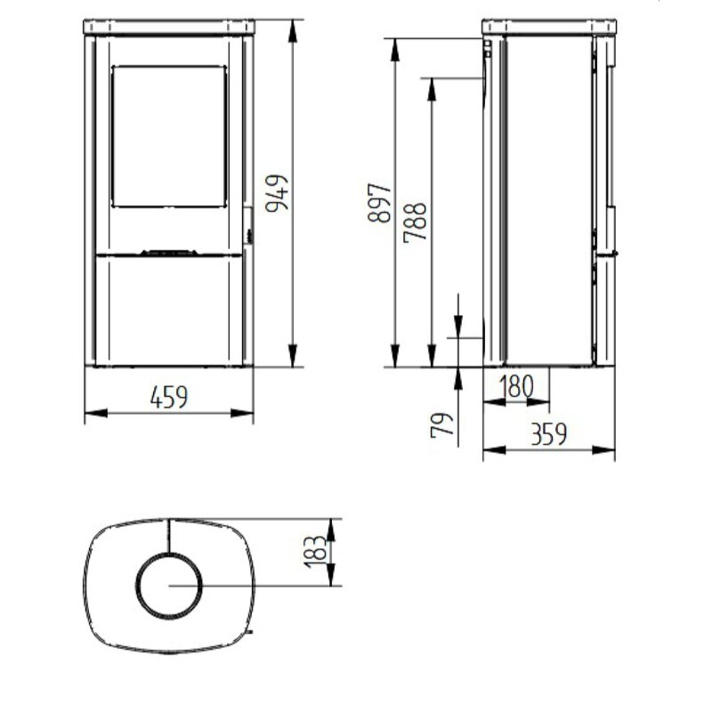 Kaminofen Jydepejsen Senza - dunkler Sandstein - 5,3 kW