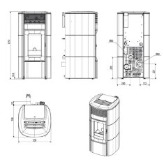 Pelletofen wassergeführt MCZ CLUB Hydromatic 18 R M2 (Anschluss hinten) - Maestro+ - 18 kW