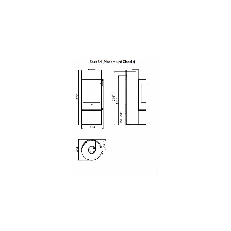 Kaminofen SCAN 84-1 Modern - 5 kW (RLU)