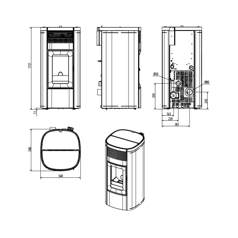 Pelletofen wassergeführt MCZ MUSA Hydromatik 24 R M2 (Anschluss hinten) - Maestro+ - 24 kW