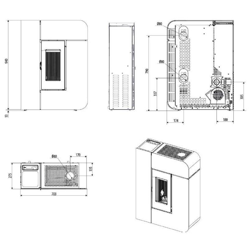 Pelletofen MCZ Alea Air 7 R S1 (Anschluss hinten) - 7 kW