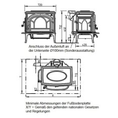 Kaminofen Gussofen Jotul F 500 ECO - 8,8 kW - Schwarz (BP)