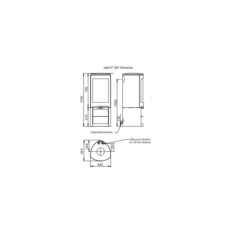 Kaminofen Gussofen Jotul F 361 V2 Advance - 6 kW - schwarz lackiert (BP)