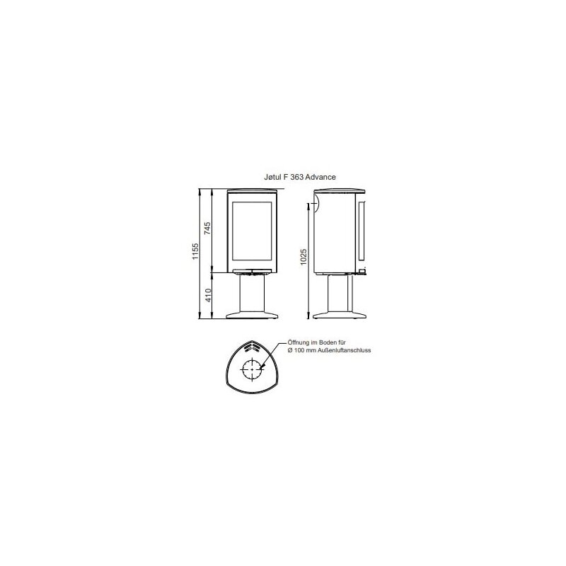 Kaminofen Gussofen Jotul F 361 V2 Advance High Top - 6 kW - schwarz lackiert (BP)