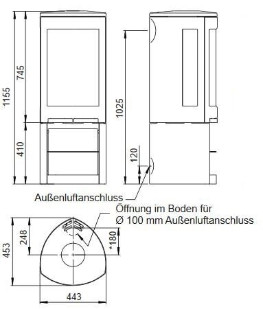 Kaminofen Gussofen Jotul F 371V2 Advance - 6 kW - schwarz lackiert (BP)
