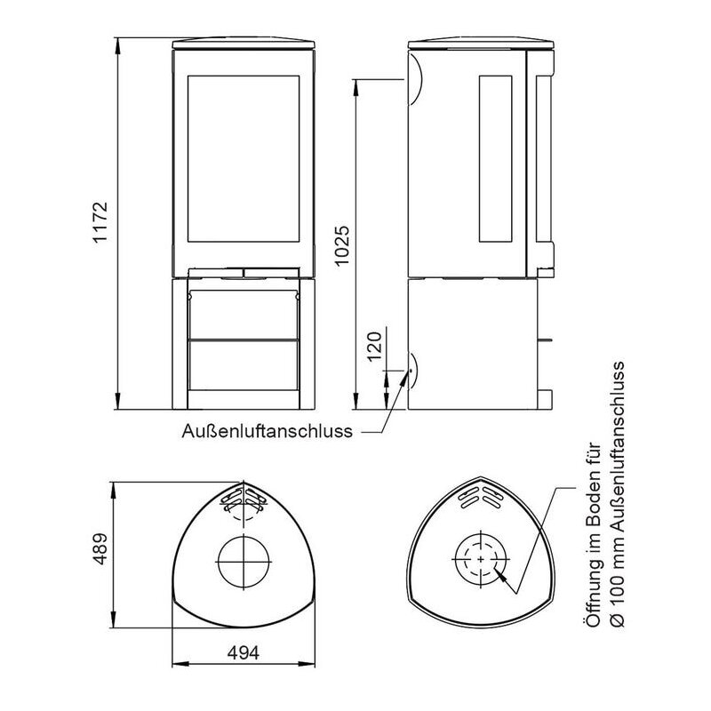 Kaminofen Gussofen Jotul F 377 V2 Advance - 6 kW - schwarz lackiert (BP) - Specksteinseiten und Deckplatte