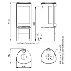Kaminofen Gussofen Jotul F 377 V2 Advance - 6 kW - schwarz lackiert (BP) - Specksteinseiten und Deckplatte