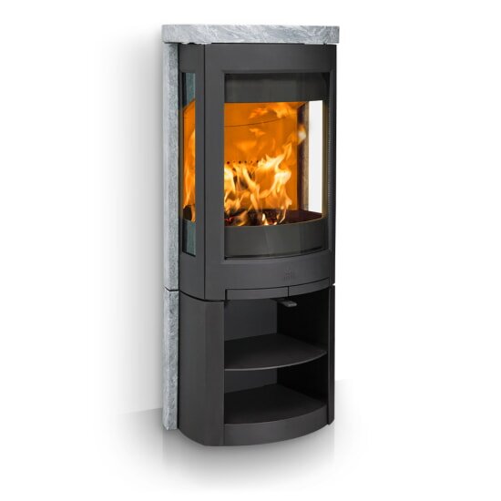 Kaminofen Gussofen Jotul F 377 V2 Advance - 6 kW - schwarz lackiert (BP) - Specksteinseiten und Deckplatte