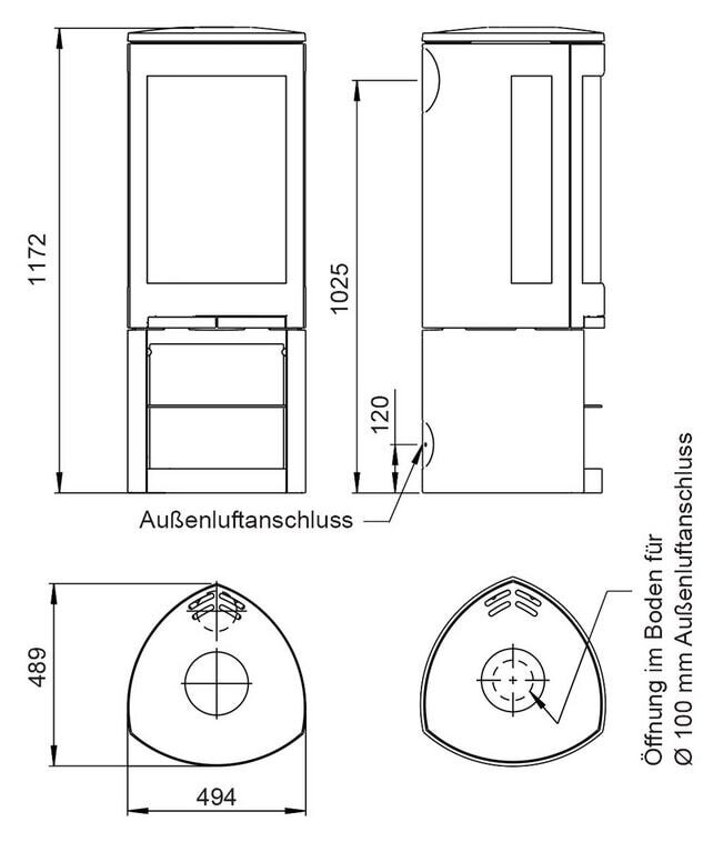 Kaminofen Gussofen Jotul F 377 V2 Advance - 6 kW - schwarz lackiert (BP) - Specksteinseiten und Deckplatte