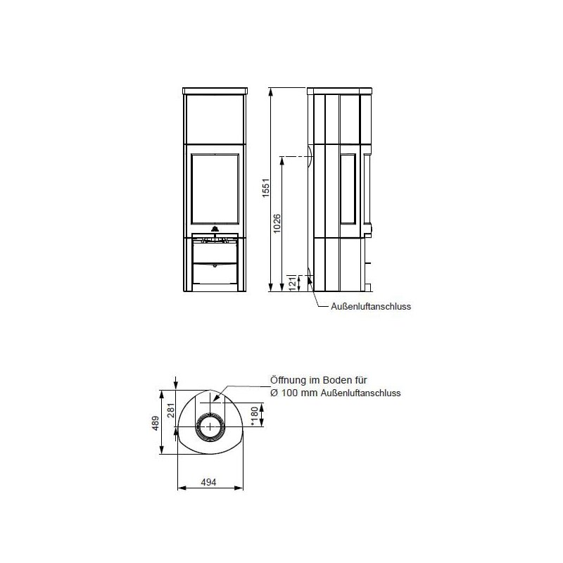 Kaminofen Gussofen Jotul F 377 V2 Advance Hightop - 6 kW - Schwarz - Specksteinseiten und Deckplatte