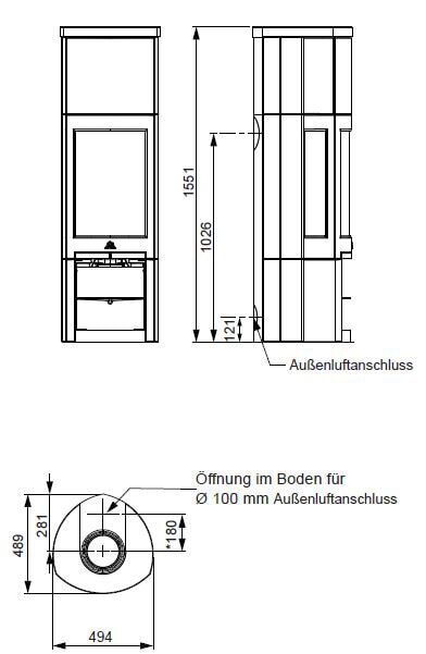 Kaminofen Gussofen Jotul F 377 V2 Advance Hightop - 6 kW - Schwarz - Specksteinseiten und Deckplatte