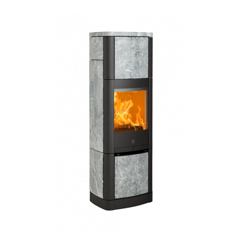 Kaminofen SCAN 65-7 mit Hightop und Specksteinverkleidung - 6 kW - Schwarz - Obenanschluss