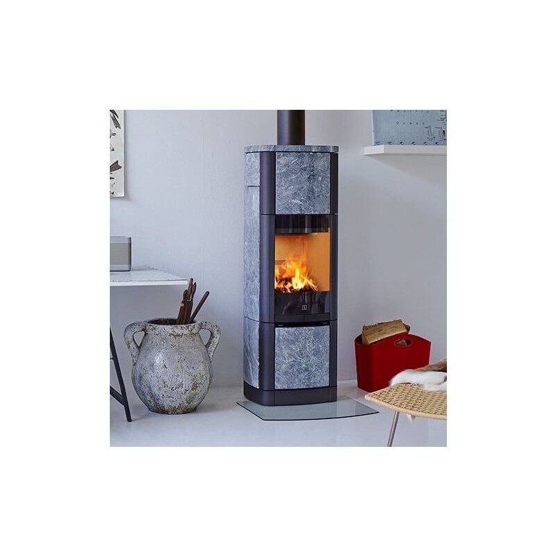 Kaminofen SCAN 65-7 mit Hightop und Specksteinverkleidung - 6 kW - Schwarz - Obenanschluss