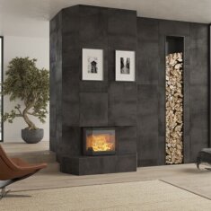 Kamineinsatz Guss Dovre Phönix 1 für T2000 - 9 kW - Schwarz lackiert