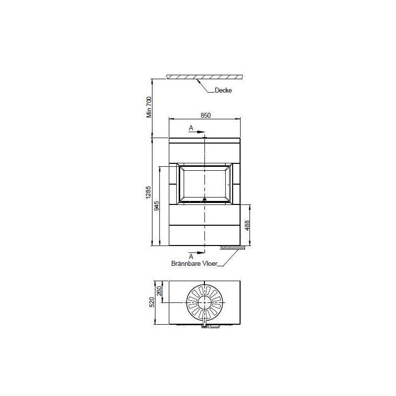 Kaminbausatz Jotul FS 175 mit Jotul I 520 F - 7 kW