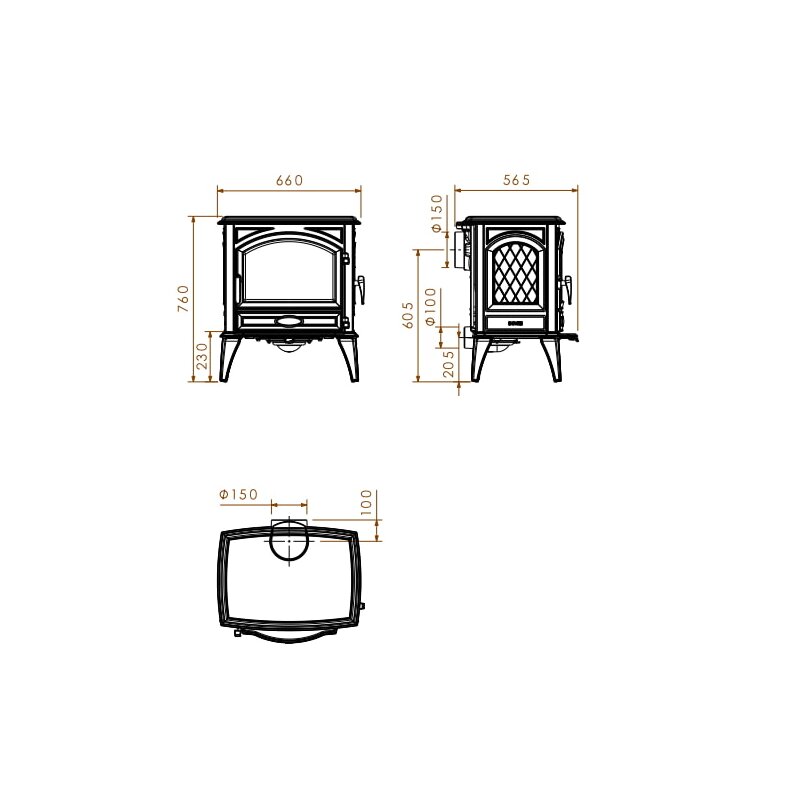 Kaminofen Gussofen Dovre 640WD - 10 kW - Schwarz