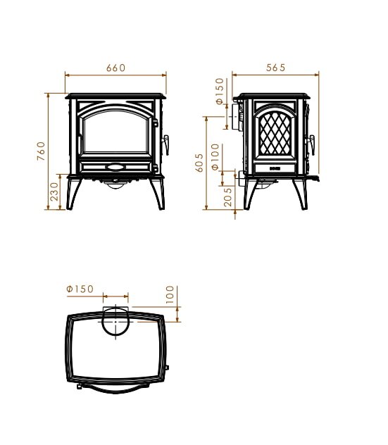 Kaminofen Gussofen Dovre 640WD - 10 kW - Schwarz
