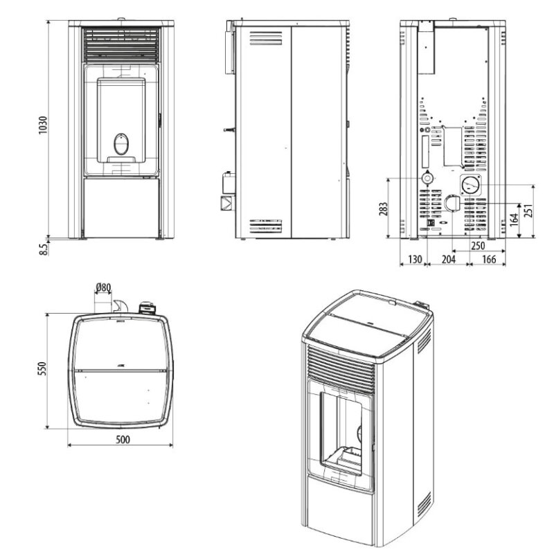 Pelletofen MCZ EGO Comfort Air 10 R M3 (Anschluss hinten) kanalisierbar - Maestro+ - 10 kW